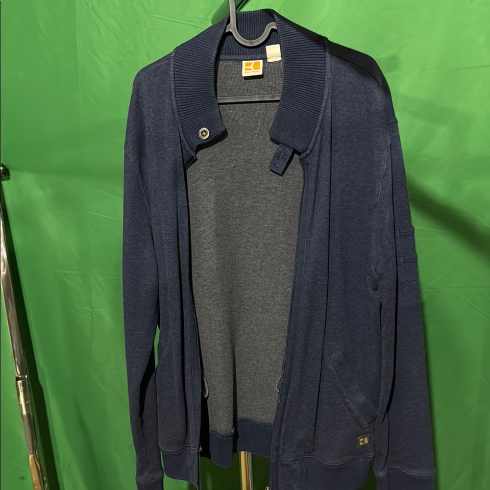 BOSS ORANGE Blue Zip Up Sweater Casual Knit